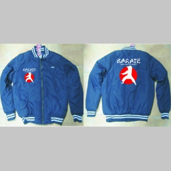 Karate - Sport and Philosophy modrobiela pánska zimná bunda s obojstranným logom, materiál 100%polyester (obmedzené skladové zásoby!!!!)